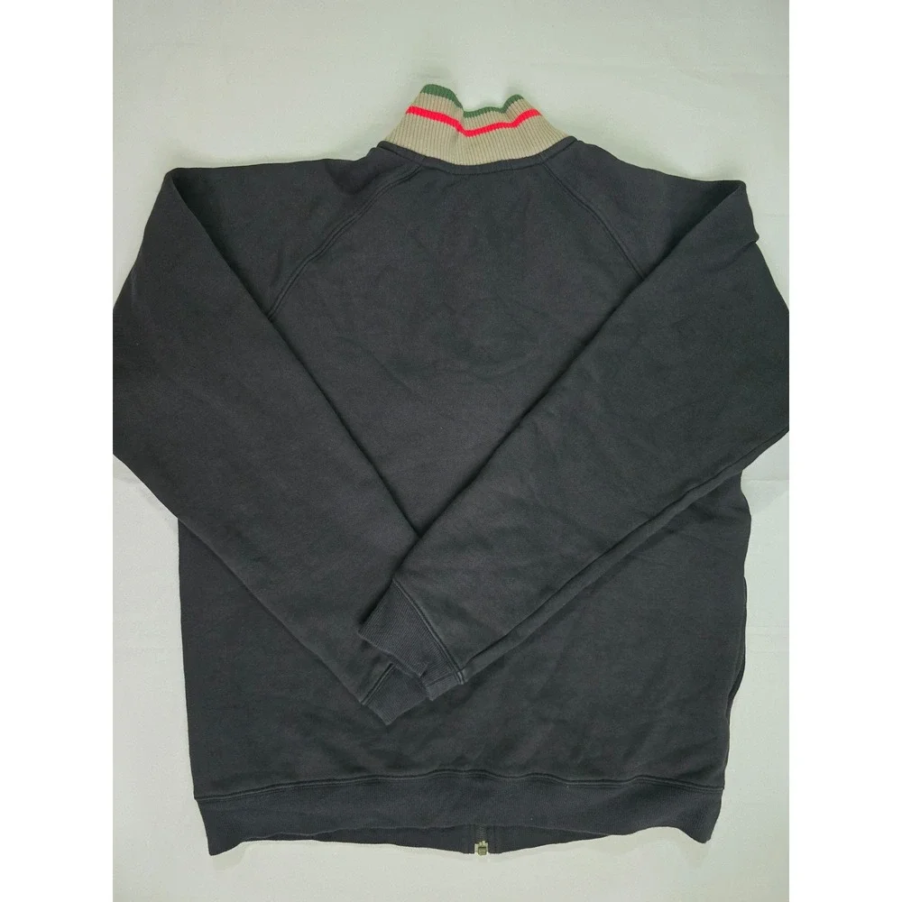 Nike Mens vintage Full Zip Fleece Track Jacket Black Striped Ribbed Collar M